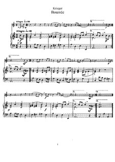 Bourrée in A Minor: For flute and piano – score, part by Johann Krieger
