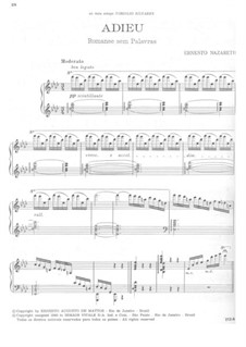 Adieu. Romance without Words for Piano by E. Nazareth on MusicaNeo