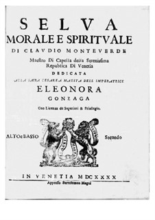 Selva morale e spirituale, SV 252–288: Bass II (voice) and viola parts by Claudio Monteverdi