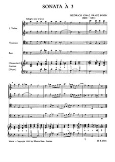 Sonata for Two Violins, Trombone and Basso Continuo: Sonata for Two Violins, Trombone and Basso Continuo by Heinrich Ignaz von Biber