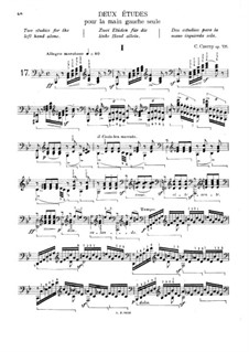 Two Etudes for the Left Hand Alone, Op.735: For piano by Carl Czerny