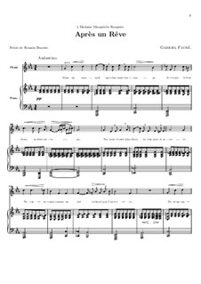 Three Songs, Op.7: No.1 Après un rêve (After a Dream) french text by Gabriel Fauré