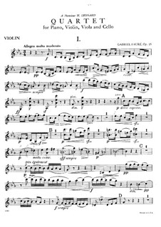 Piano Quartet No.1 in C Minor, Op.15: Violin part by Gabriel Fauré