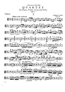 Piano Quartet No.1 in C Minor, Op.15: Viola part by Gabriel Fauré