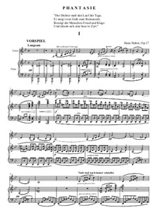 Fantasia for Violin and Piano, Op.17: Score, solo part by Hans Huber