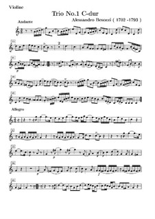 Trio for Violin, Oboe (or Violin II) and Cello No.1: Violin part by Alessandro Besozzi