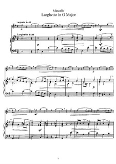 Larghetto in G Major for Flute and Piano: Score and part by Benedetto Marcello