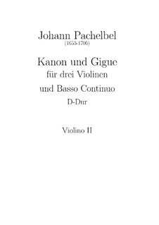 Canon and Gigue in D Major: Violin II part by Johann Pachelbel