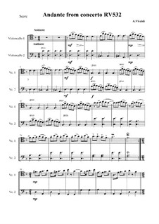 Concerto for Two Mandolins and Strings in G Major, RV 532: Movement II. Version for two cellos by Antonio Vivaldi
