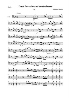 Duetto per Violoncello e Contrabasso: Version for two cellos. Movement III by Gioacchino Rossini