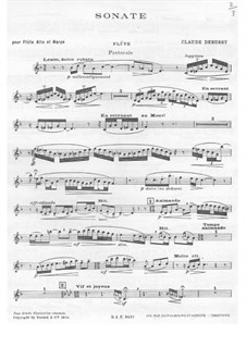 Sonata for Flute, Viola and Harp, L.137: Flute part by Claude Debussy
