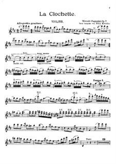 Concerto for Violin and Orchestra No.2 in B Minor, Op.7: La Campanella, for violin and piano by Niccolò Paganini