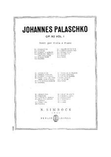 Pieces for Viola and Piano, Op.92: Volume I by Johannes Palaschko