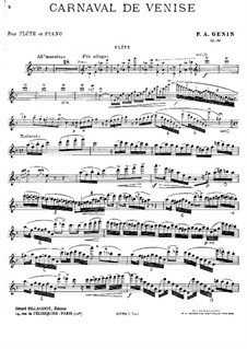 Carnaval de Venise for Flute and Piano, Op.14: Solo part by Pierre Agricola Genin