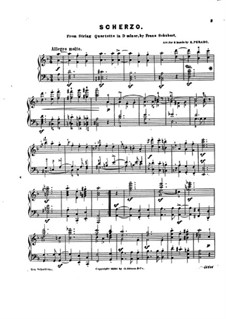 String Quartet No.14 in D Minor 'Death and the Maiden', D.810: Scherzo. Arrangement for piano by Franz Schubert