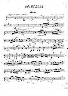 Piano Quintet in A Minor, Op.14: Violin I part by Camille Saint-Saëns