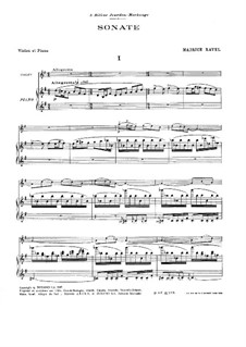 Sonata for Violin and Piano No.2 in G Major, M.77: Score by Maurice Ravel