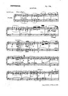 String Quartet No.10 in E Flat Major 'Harp', Op.74: Version for piano by Ludwig van Beethoven
