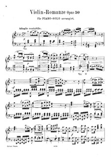 Romance for Violin and Orchestra No.2 in F Major, Op.50: Version for piano by Ludwig van Beethoven