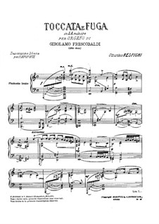 Toccata and Fugue in A Minor: For piano by Girolamo Frescobaldi