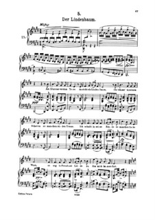 No.5 Der Lindenbaum (The Linden Tree): Piano-vocal score by Franz Schubert