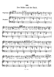 No.19 Der Müller und der Bach (The Miller and the Brook): Piano-vocal score by Franz Schubert