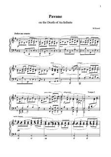 Pavane pour une infante défunte (Pavane for a Dead Princess), M.19: For piano (high quality sheet music) by Maurice Ravel