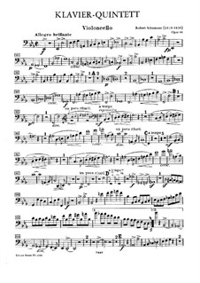 Piano Quintet in E Flat Major, Op.44: Cello part by Robert Schumann