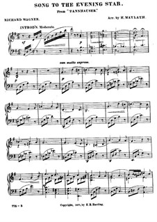 O Star of Eve: For piano by Richard Wagner