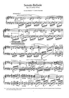 Sonata-Ballada for Piano in F Sharp Major, Op.27: Movement I by Nikolai Medtner