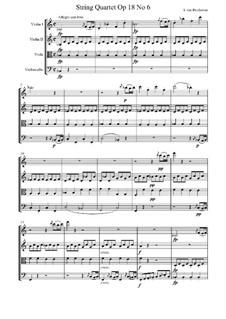 Quartet No.6 in B Flat Major: Movement I by Ludwig van Beethoven