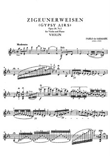 Zigeunerweisen (Gypsy Airs), Op.20: Solo part by Pablo de Sarasate