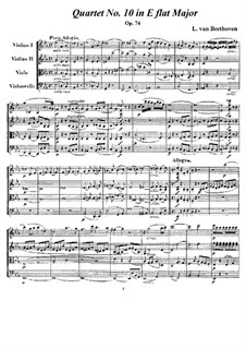 String Quartet No.10 in E Flat Major 'Harp', Op.74: Full score and parts by Ludwig van Beethoven