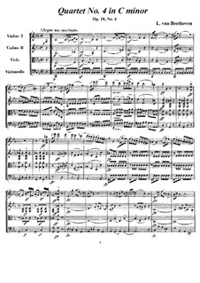 Quartet No.4 in C Minor: Full score and parts by Ludwig van Beethoven