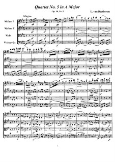 Quartet No.5 in A Major: Full score and parts by Ludwig van Beethoven