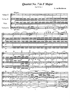 String Quartet No.7 in F Major, Op.59 No.1: Full score and parts by Ludwig van Beethoven