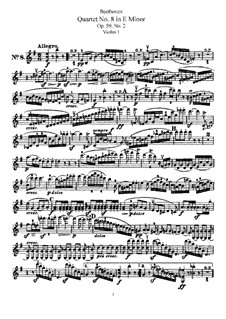String Quartet No.8 in E Minor 'Rasumowsky-Quartet', Op.59 No.2: Violin I part by Ludwig van Beethoven