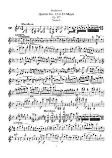String Quartet No.12 in E Flat Major, Op.127: Violin I part by Ludwig van Beethoven