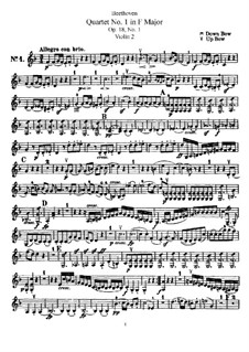 Quartet No.1 in F Major: Violin II part by Ludwig van Beethoven