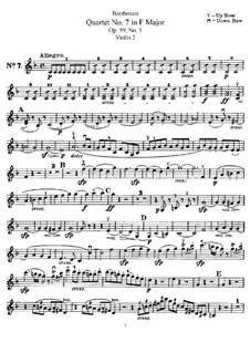 String Quartet No.7 in F Major, Op.59 No.1: Violin II part by Ludwig van Beethoven
