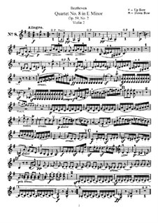 String Quartet No.8 in E Minor 'Rasumowsky-Quartet', Op.59 No.2: Violin II part by Ludwig van Beethoven