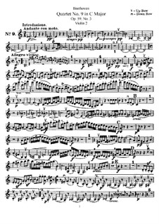 String Quartet No.9 in C Major, Op.59 No.3: Violin II part by Ludwig van Beethoven