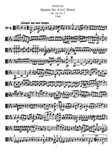 Quartet No.4 in C Minor: Viola part by Ludwig van Beethoven