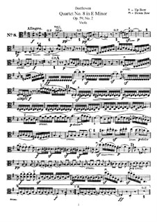 String Quartet No.8 in E Minor 'Rasumowsky-Quartet', Op.59 No.2: Viola part by Ludwig van Beethoven