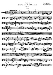 String Quartet No.10 in E Flat Major 'Harp', Op.74: Viola part by Ludwig van Beethoven