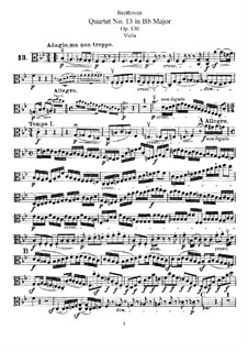 String Quartet No.13 in B Flat Major, Op.130: Viola part by Ludwig van Beethoven