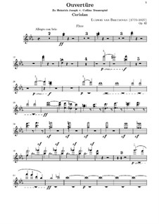Ouvertüre Coriolan (Coriolanus Overture), Op.62: Flutes part by Ludwig van Beethoven
