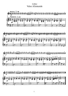Waltz-Allemande for Flute and Piano: Score and solo part by Ernesto Köhler