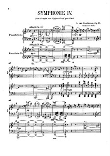 Symphony No.4, Op.60: Movements I-II, for two pianos four hands by Ludwig van Beethoven