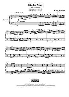 Studies for Piano, CS026 No.1-10: No.3 in mi minore by Santino Cara